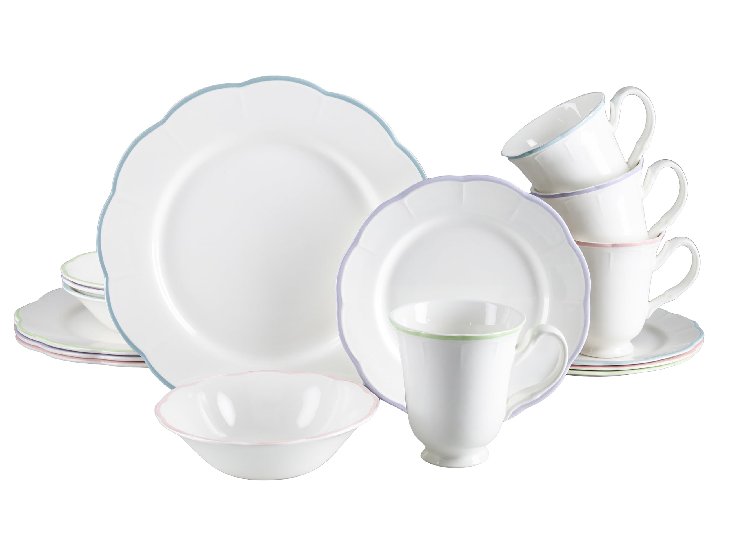 CreaTable, 24841, seria Florine, 16-częściowy zestaw naczyń dla 4 osób, serwis kombi z kamionki, nadaje się do mycia w zmywarce i używania w kuchence mikrofalowej, wysokiej jakości produkcja