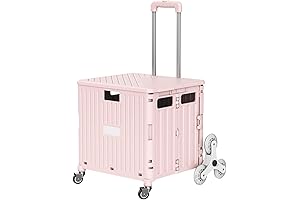 65-Liter Pink Expandable Rolling Teacher's Crate