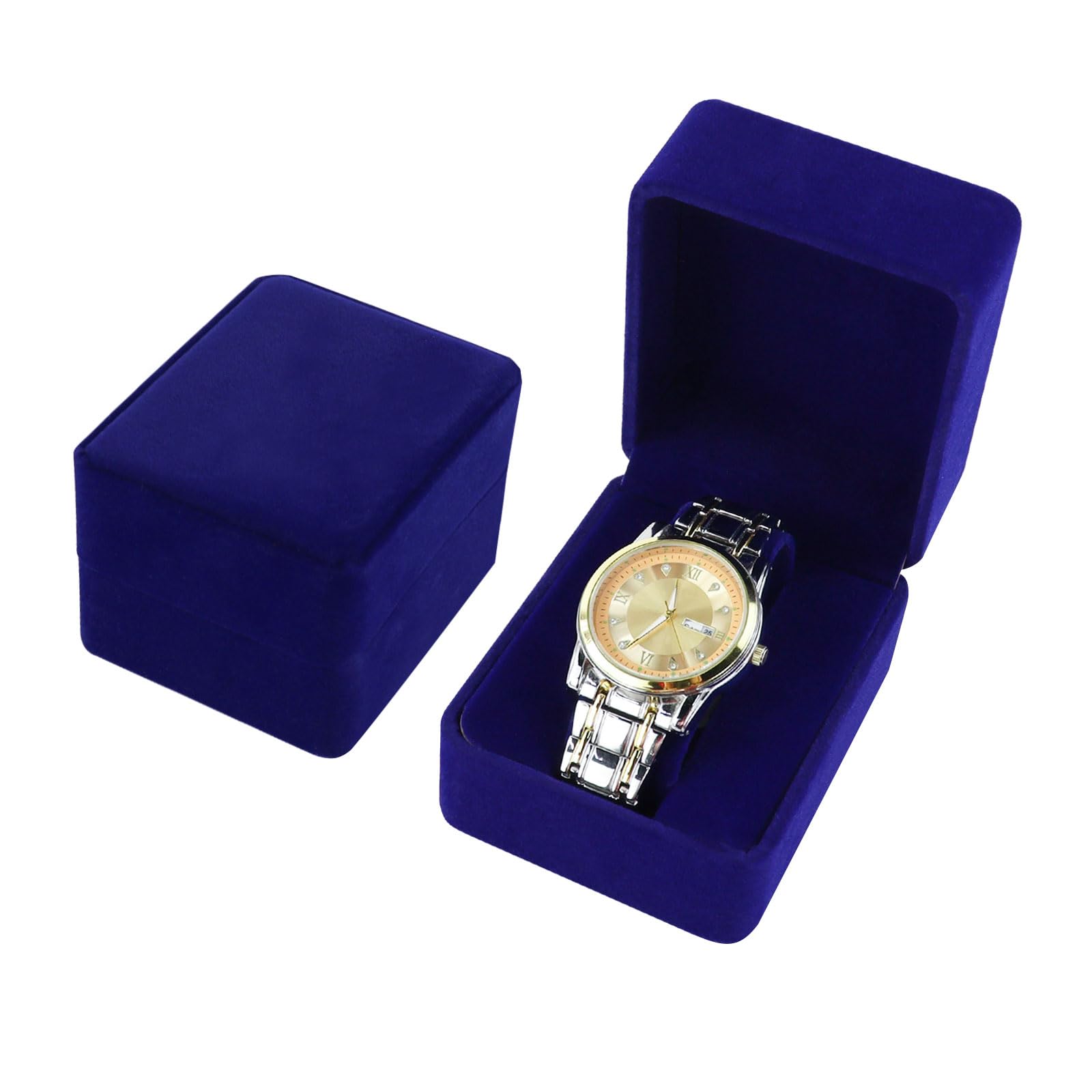 Caja para Relojes Individual con Cojín Extraíble de Terciopelo Azul