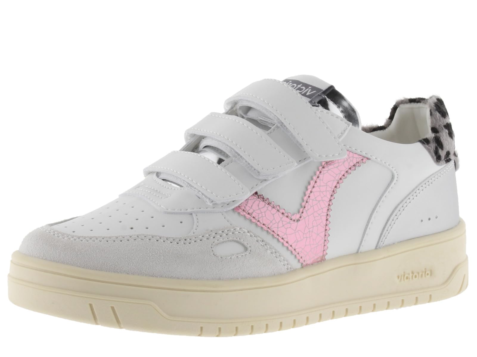 victoria Seúl Leather Effect Low Tennis & Metallic Pieces & Animal Print Back & Straps 1257134 for Women ROSA 40