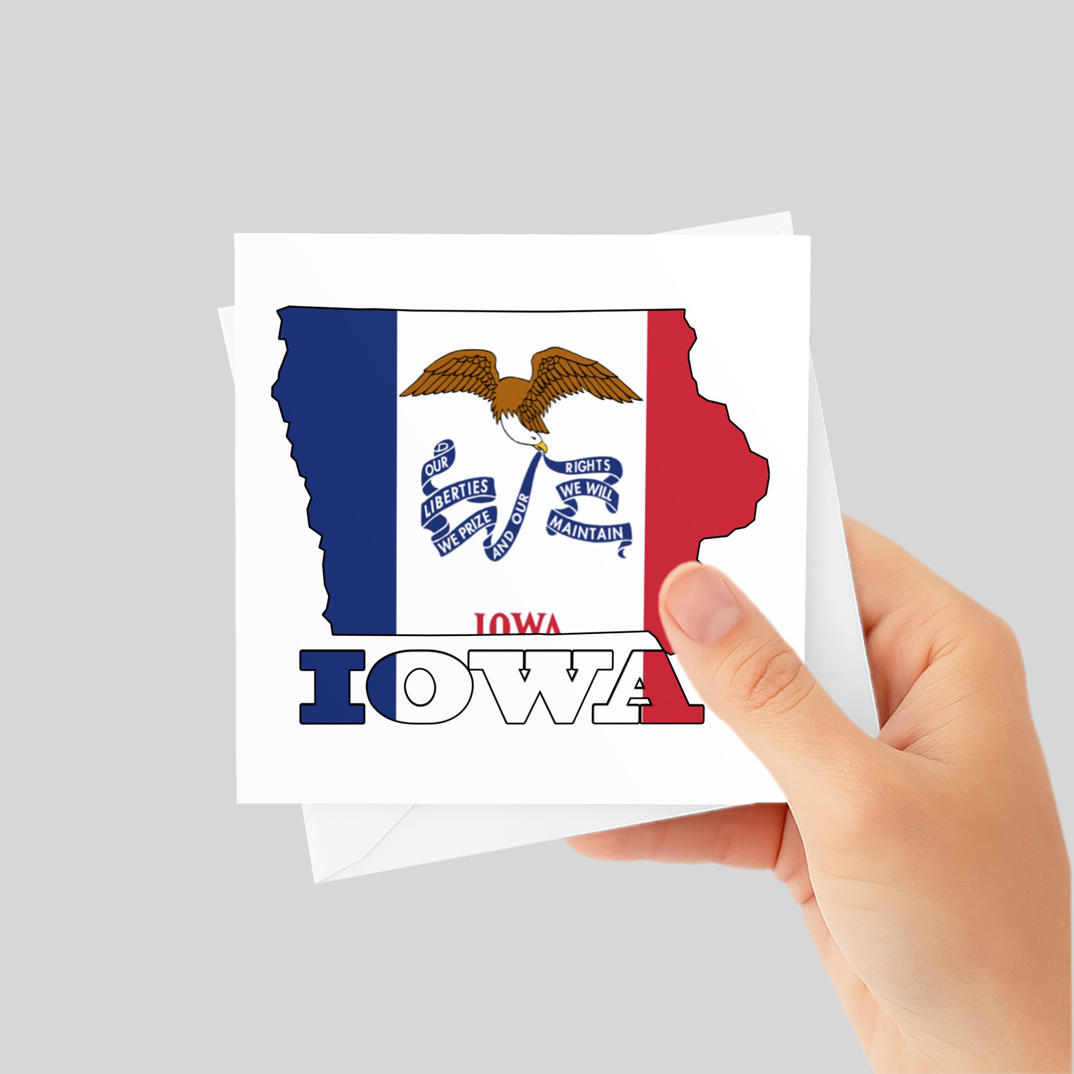 3dRose Iowa State Greeting Card 5.5x5.5 - Iowa Flag and Outline Map - Perfect for Iowans, State Pride, and Birthdays