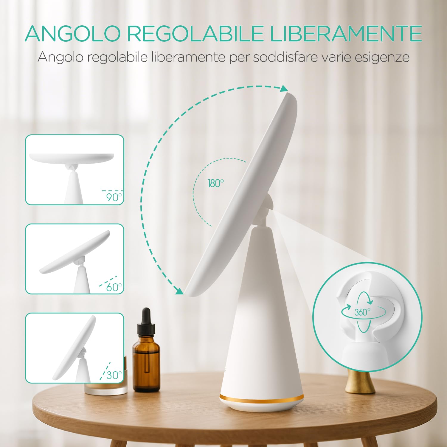 VOYOR Specchio Trucco con Luci Rimovibile Specchio da Tavolo Angolo Regolabile Specchio Portatile Ricaricabile da Viaggio Specchio Led Trucco Luminosità Regolabile Specchio CM110