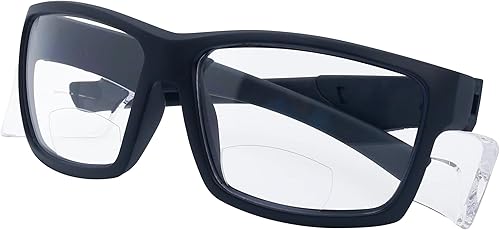 Miniatura 4 de JORESTECH Gafas bifocales de seguridad de diseño clásico con escudos laterales ANSI Z87+ antiarañazos con protección UV (marco negro con lente