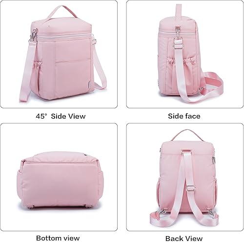 Miniatura 6 de NOL Natural Organic Lifestyle - Loncheras aisladas para mujer, bolsa enfriadora, ligera, de nailon, impermeable, para el trabajo (rosa, L)