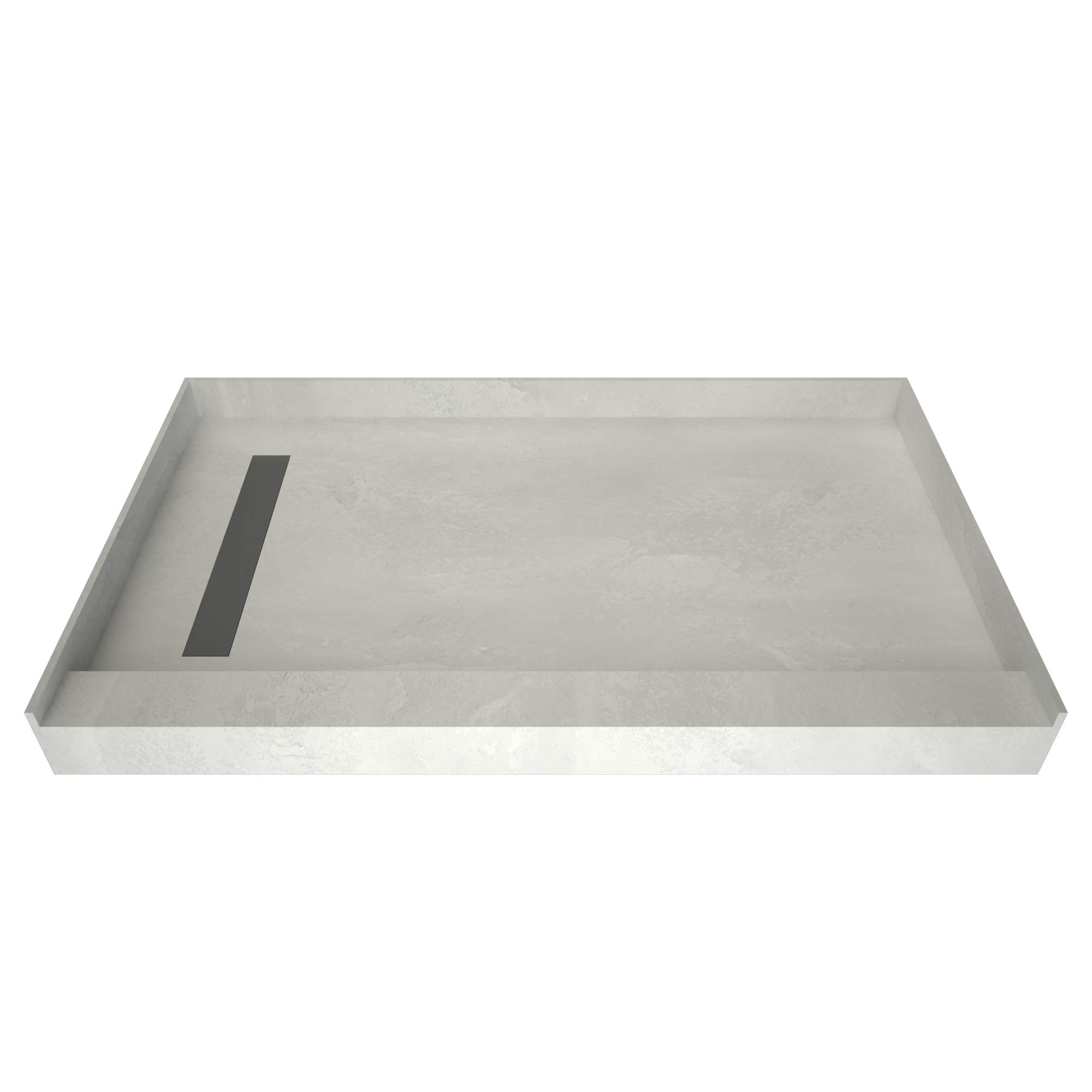 Tile Redi RT4260L-PVC-BN3 Shower Pan with Left Drain- Single Curb Shower Base, 2" PVC Drain, and Grate Included, 60" Width x 42" Depth