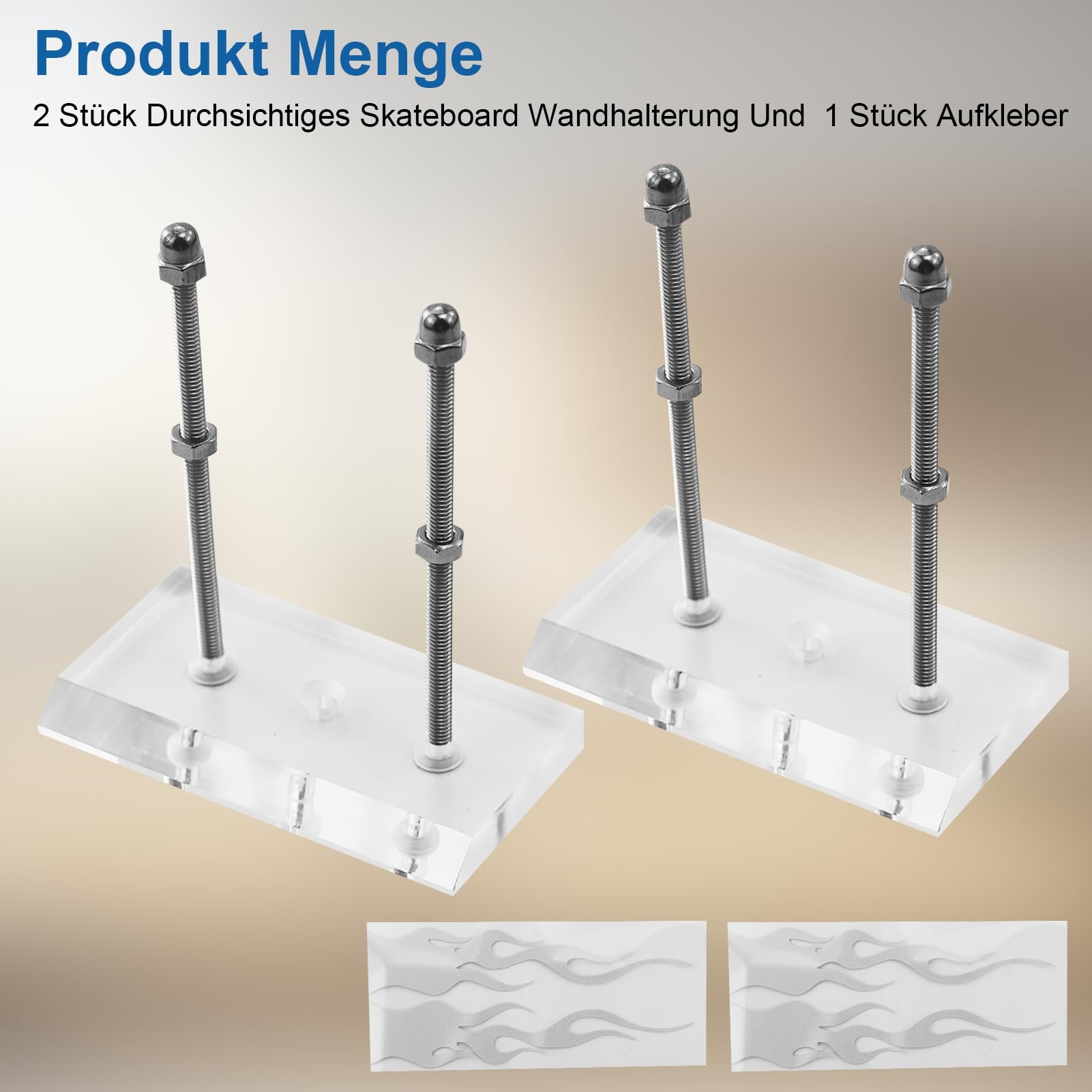 2 Pezzi Supporti Parete Skateboard in Acrilico, Supporto Trasparente Skateboard, Espositore Professionale Supporto Parete, Gancio Skateboard Acrilici,per stoccaggio,Display