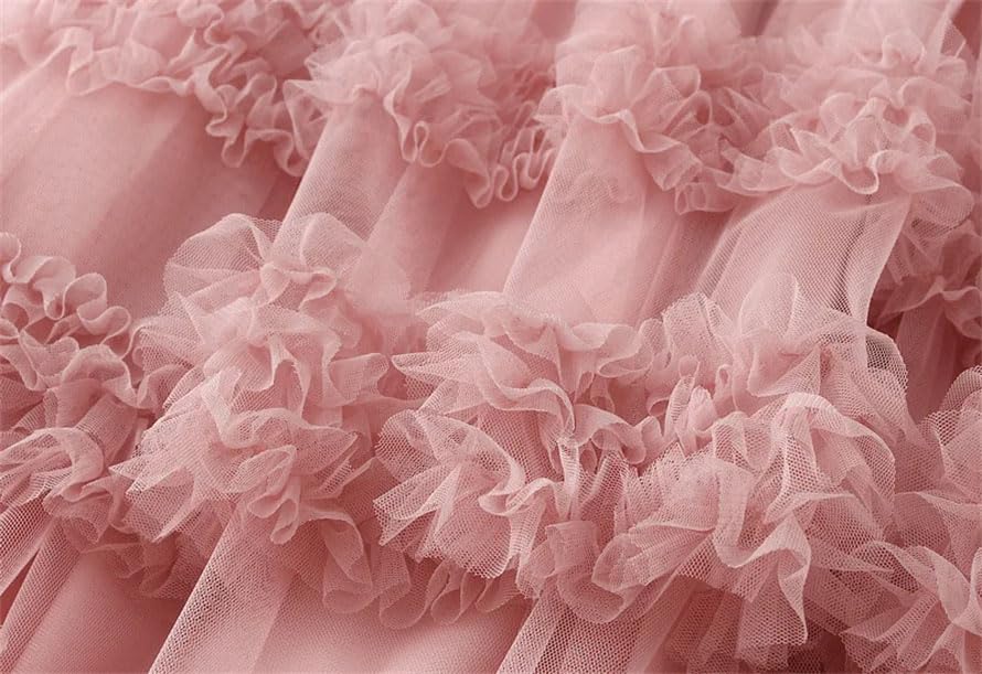 Women Floral Mesh A-Line Lace Mesh Cake Long Skirts Solid High Waist Tulle Holiday Party Skirts3