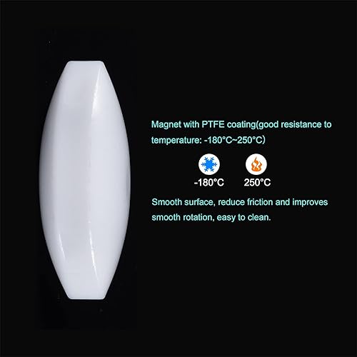 Miniatura 3 de MECCANIXITY Agitador magnético mezclador barra de agitación 45 mm (1.77 ") x15 mm forma de oliva imán de recubrimiento blanco para laboratorio 2