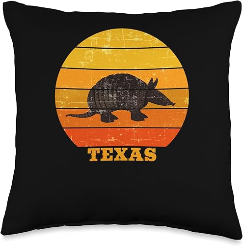 Retro Vintage Sunset Texas Armadillo Animal Lover - Almohada divertida, 16 x 16 pulgadas, multicolor