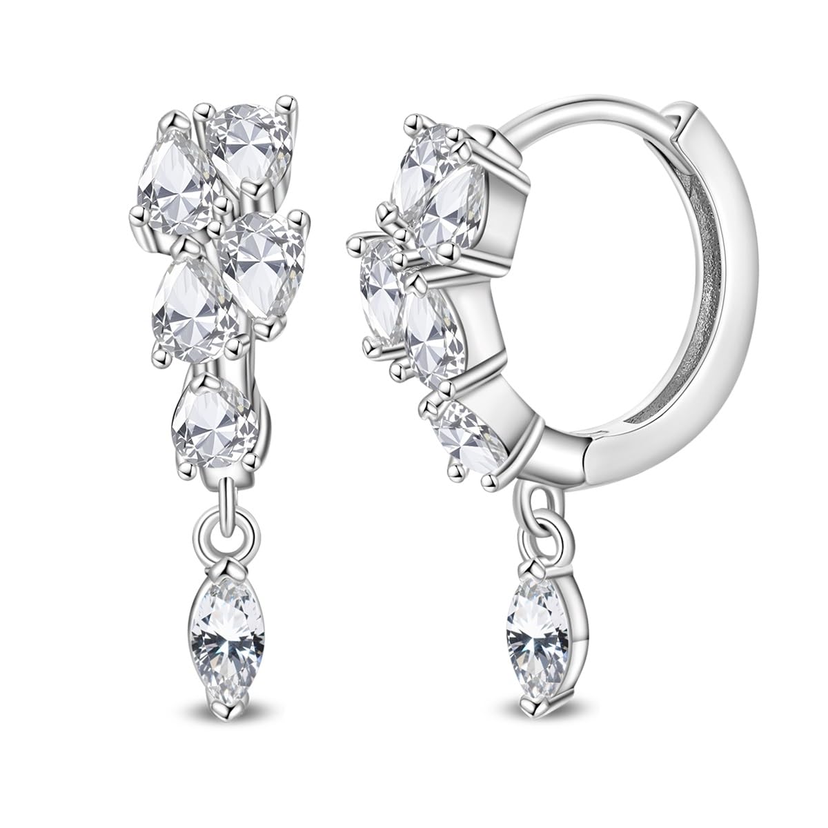 Stilvolle Damen Ohrringe - 925 Sterling Silber Hypoallergene Ohrringe Mit Bunten Kubischen Zirkonia, Trendy Huggies Ohringe Für Frauen Täglicher Trag
