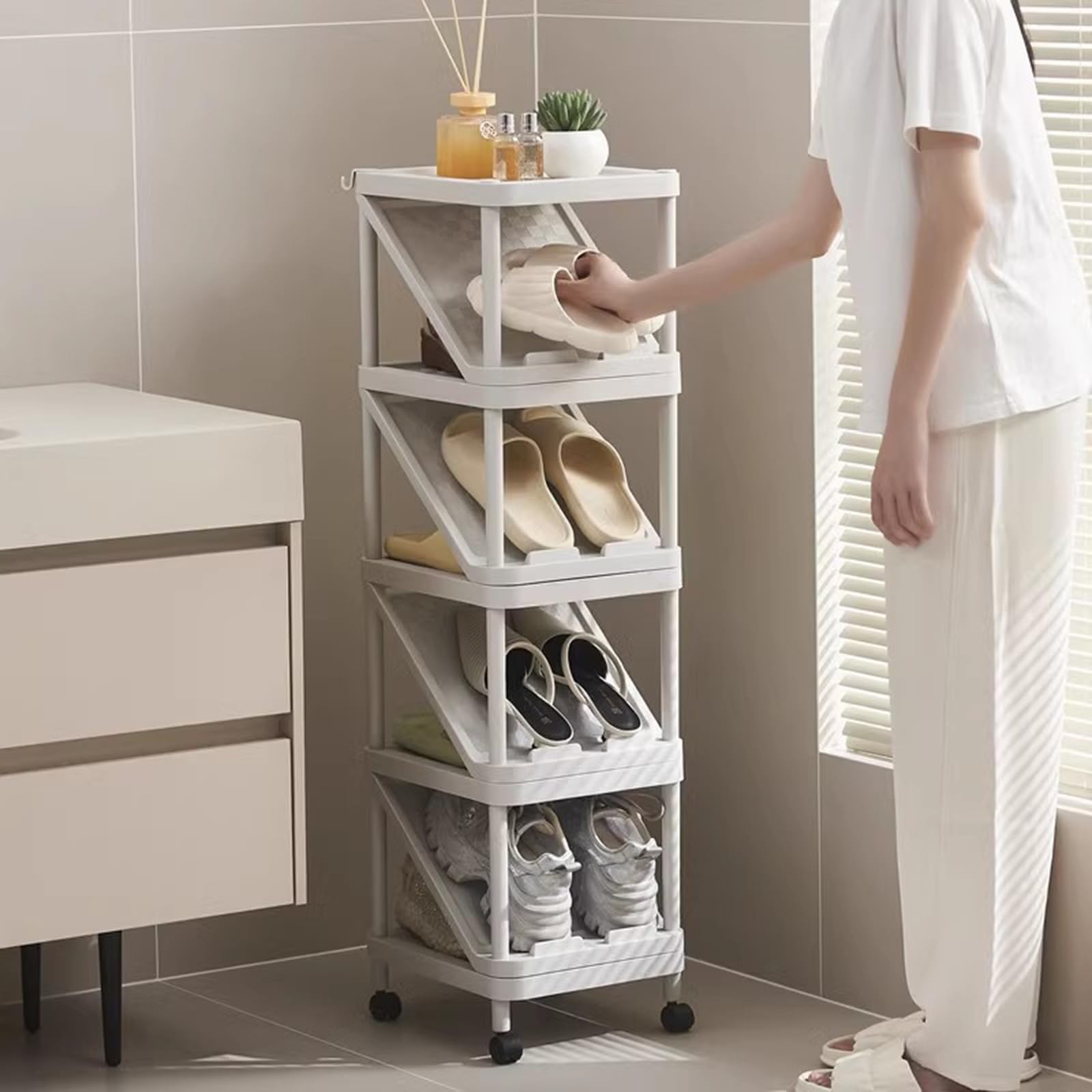 5Five Schoenenrek - Uitschuifbaar - 6-12 Paar Schoenen - 60 X 30 Cm Van Metaal Hout