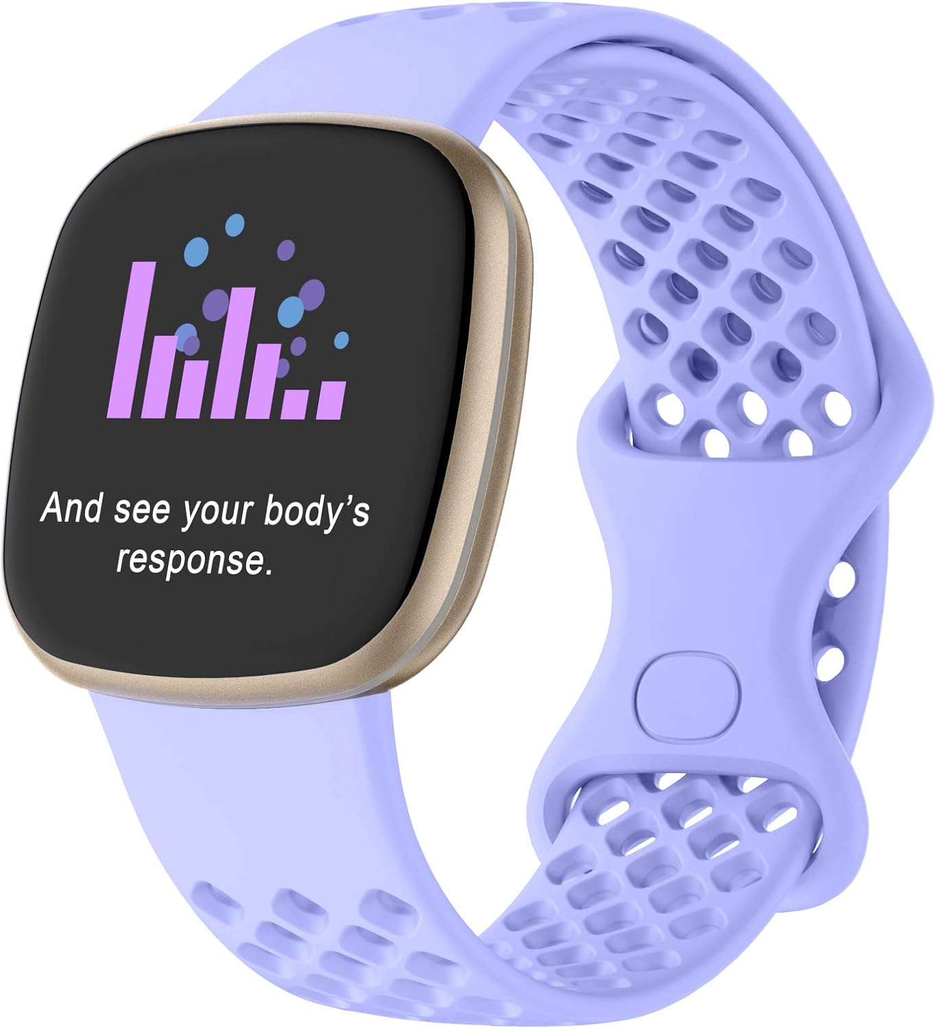 POY Compatible with Fitbit Versa 3 Bands/Fitbit Sense Bands, Breathable with Air Holes Sport Straps Replacement Wristbands for Women Men, Violet Large