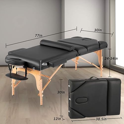 Miniatura 7 de Camilla de masaje portátil profesional para reiki 77pulgadas de largo y 30pulgadas de ancho acolchado de 4pulgadas