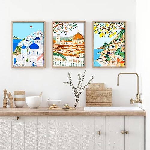 Vista 33 de cupmod Paquete de 6 kits de pintura por números para adultos principiantes, número bohemio acrílico fácil, números de acuarela sobre lienzo sin