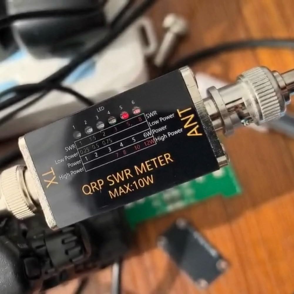 SWR miernik mocy do 1-30 MHz, wskaźnik współczynnika fali stojącej 10 W z 6 podświetleniami LED, przenośny tester sygnału RF z interfejsem BNC, nie wymaga baterii