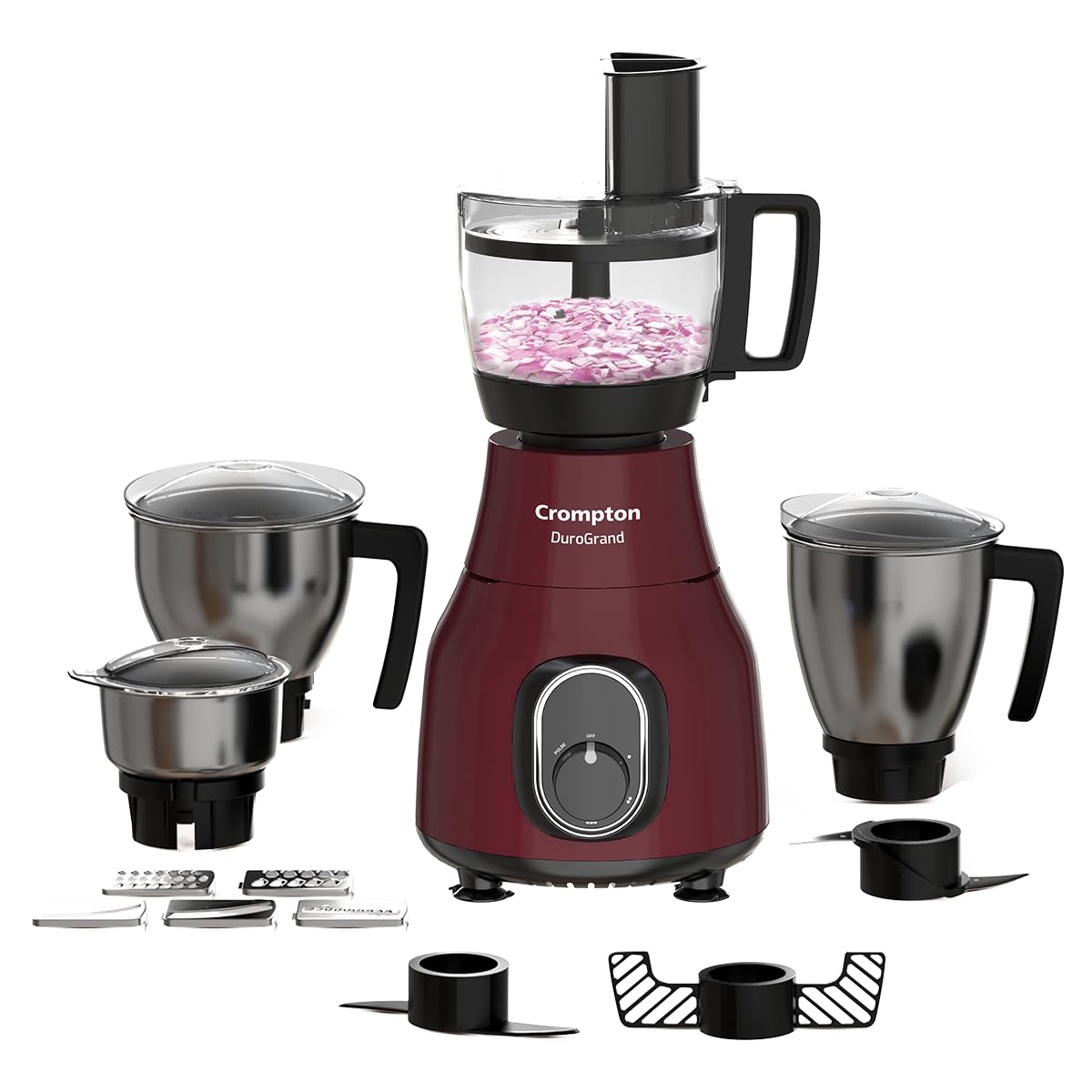 Crompton Duro Grand Plus Food Processor | Mixer Grinder | 750W Powertron Motor | 3 jars and 2L Food Processor Master Jar | Complete Food Preparation | 5y on Motor and 3y on Product-image-12