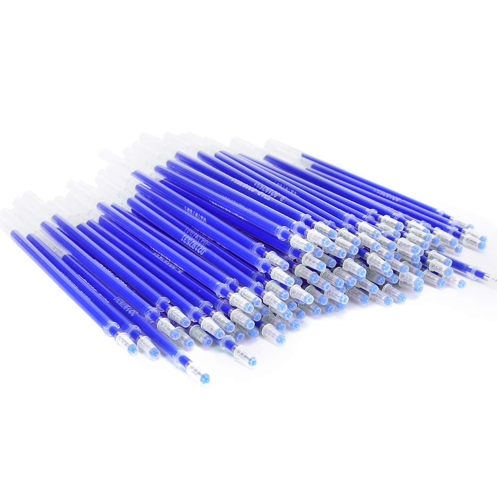 100 Pcs Heat Erasable Fabric Refills, Fabric Markers 100pcs Blue High Temperature Disappearing Pen Fabric Markers for Sewing Refill Heat Erasable Marker Tailoring Accessories