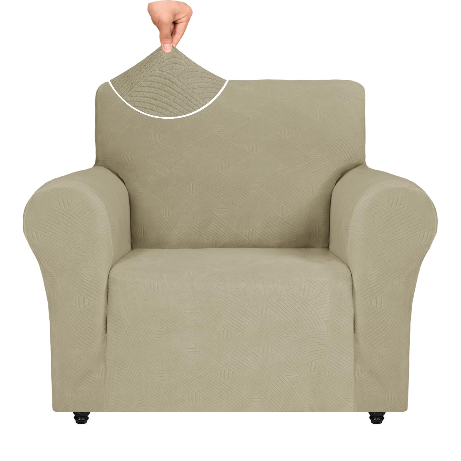 Ystyle Copripoltrona 1 Posto Con Braccioli, Copridivano Antigraffio Gatto, Copridivani Elasticizzato, Pesante Inverno Copri Divani, Fodera Divano Antimacchia Lavabile Antiscivolo, Kaki