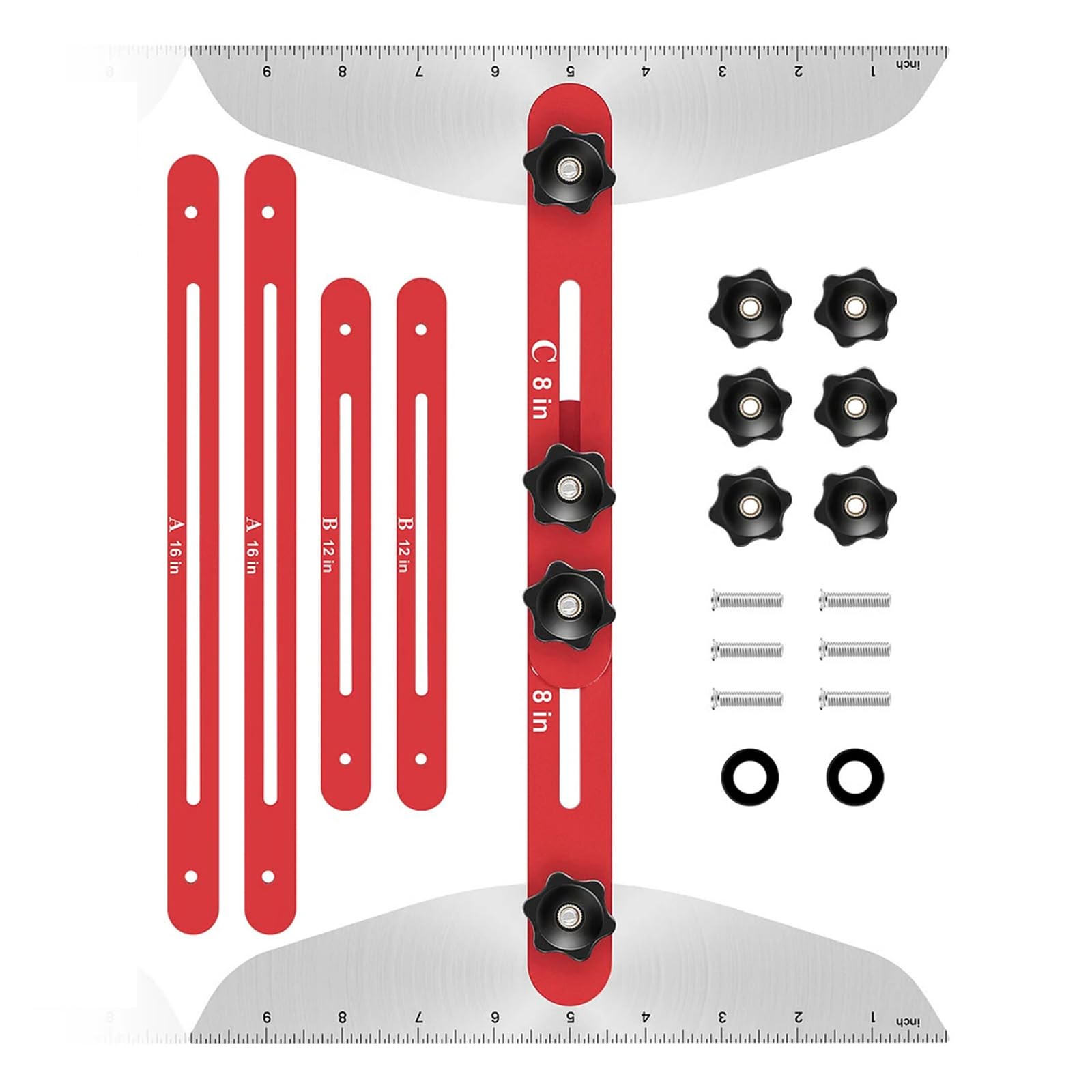 Buxuaaaa Multicolor Metal Stair Treads Measuring Tool Adjustable 10In To 53In Stair Treads Gauge Multifunction Template Tool Easy To Read Scale