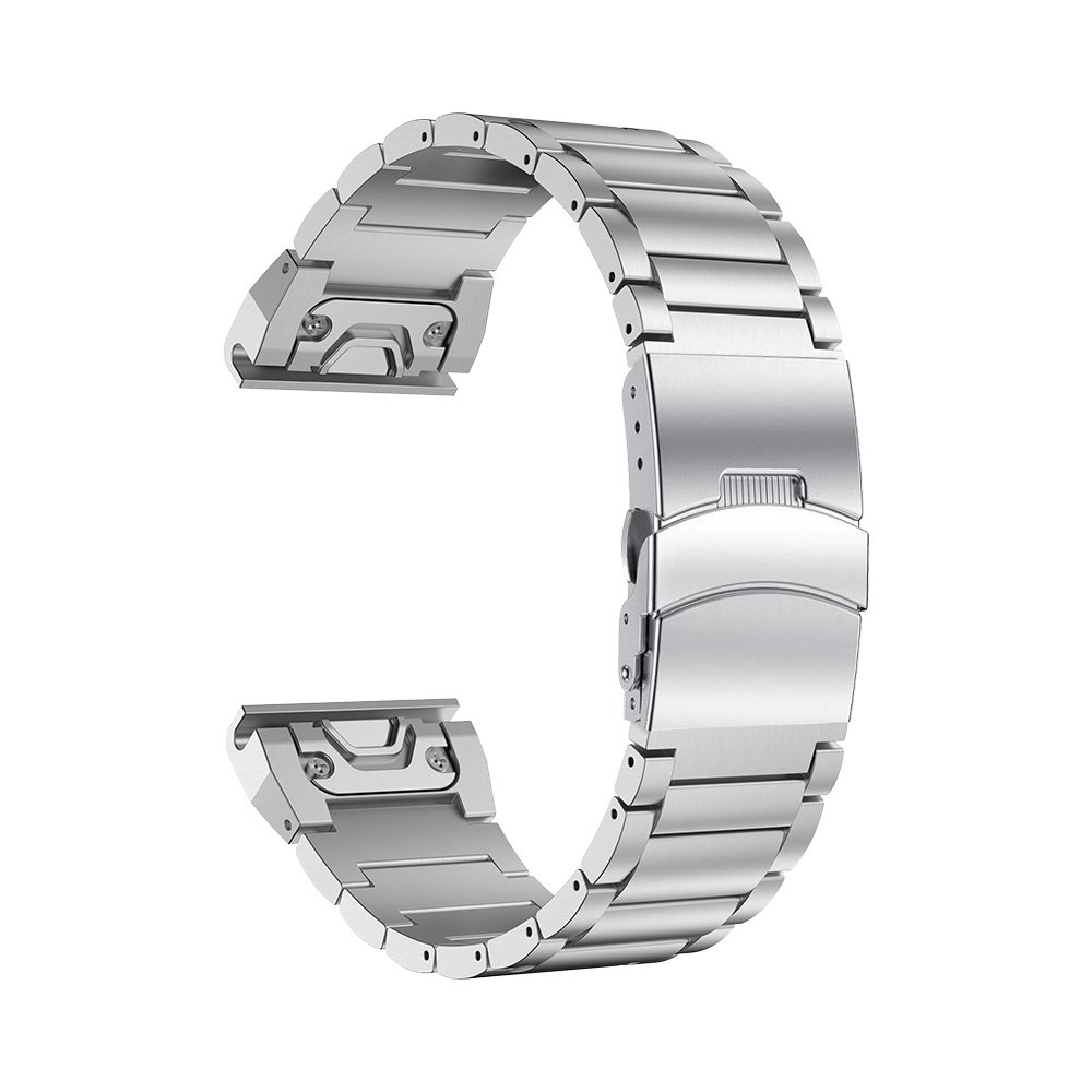 LDFAS Fenix 6X/5X Plus Band, Sport Quick Release Easy Fit 26mm Stainless Steel Metal Bands with Safety Buckle Compatible for Garmin Fenix 6X/6X Pro5X/