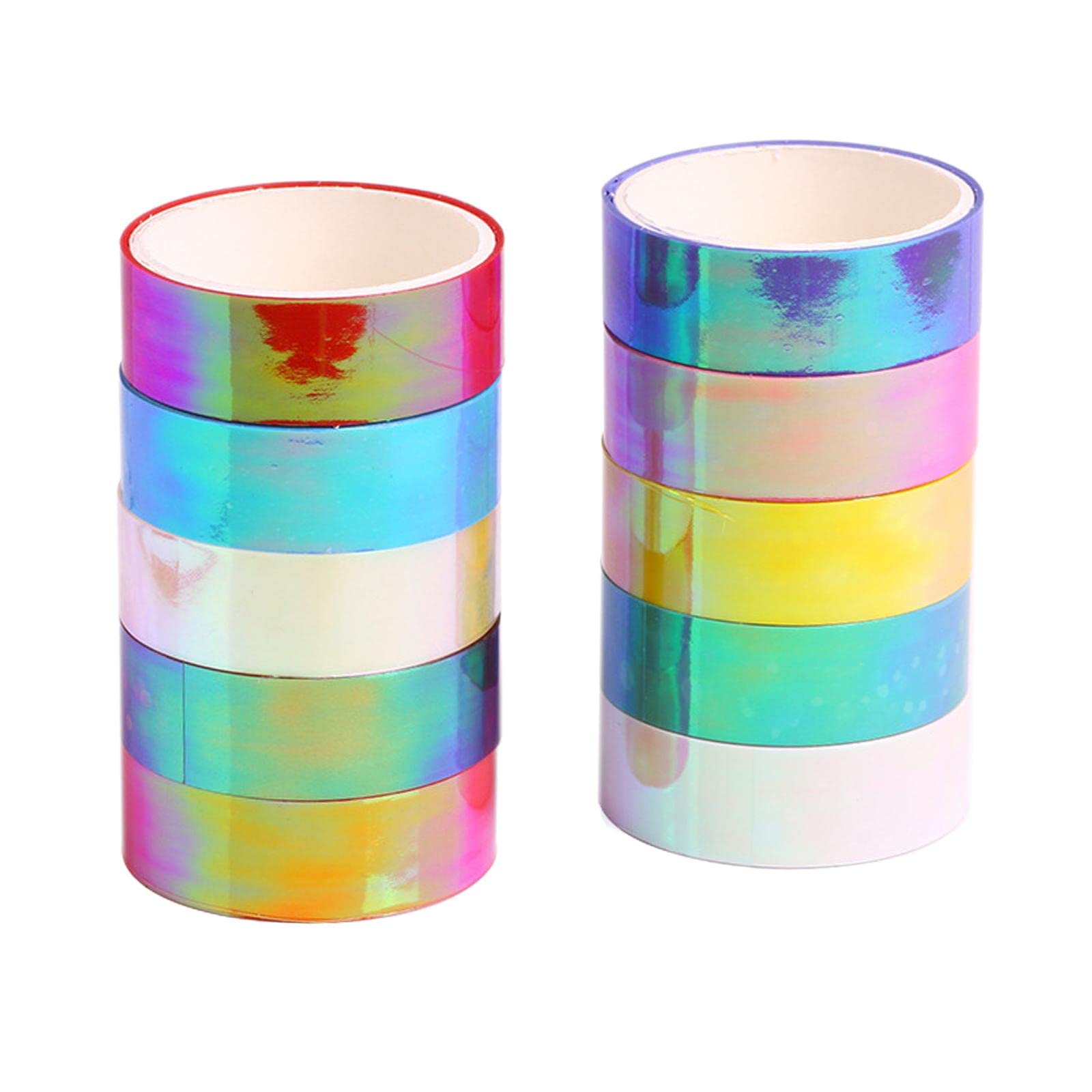THE STYLE SUTRA 10Pc Holographic Washi Masking Tape Rainbow Sticky Adhesive for Scrapbooking | Scrapbooking Paper Crafts | Scrapbooking | Scrapbooking Adhesives | Washi Tape-image-11