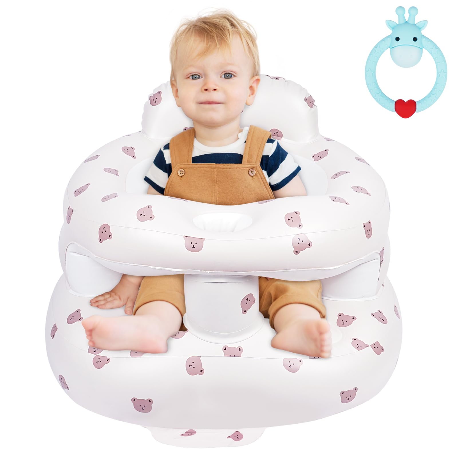 Bambini Seggiolino Gonfiabile, Portatile Sedia Gonfiabile Divano Schiena Divano Estivo Seggiolino Gonfiabile Bambini con Bastone da Dentizione Sofa Morbido di Sicurezza Pompa D'aria Integrata D