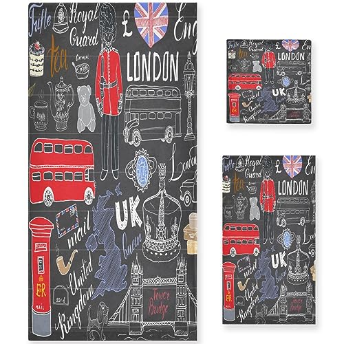 Naanle London Collection Towels Set (Bath, Hand, Washcloth)