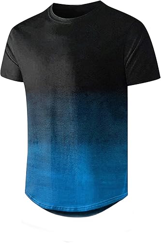 Miniatura 3 de Camisas de manga corta para hombre, camiseta degradada de manga corta para hombre, estilo casual, moda urbana, cuello redondo, camiseta para hombre