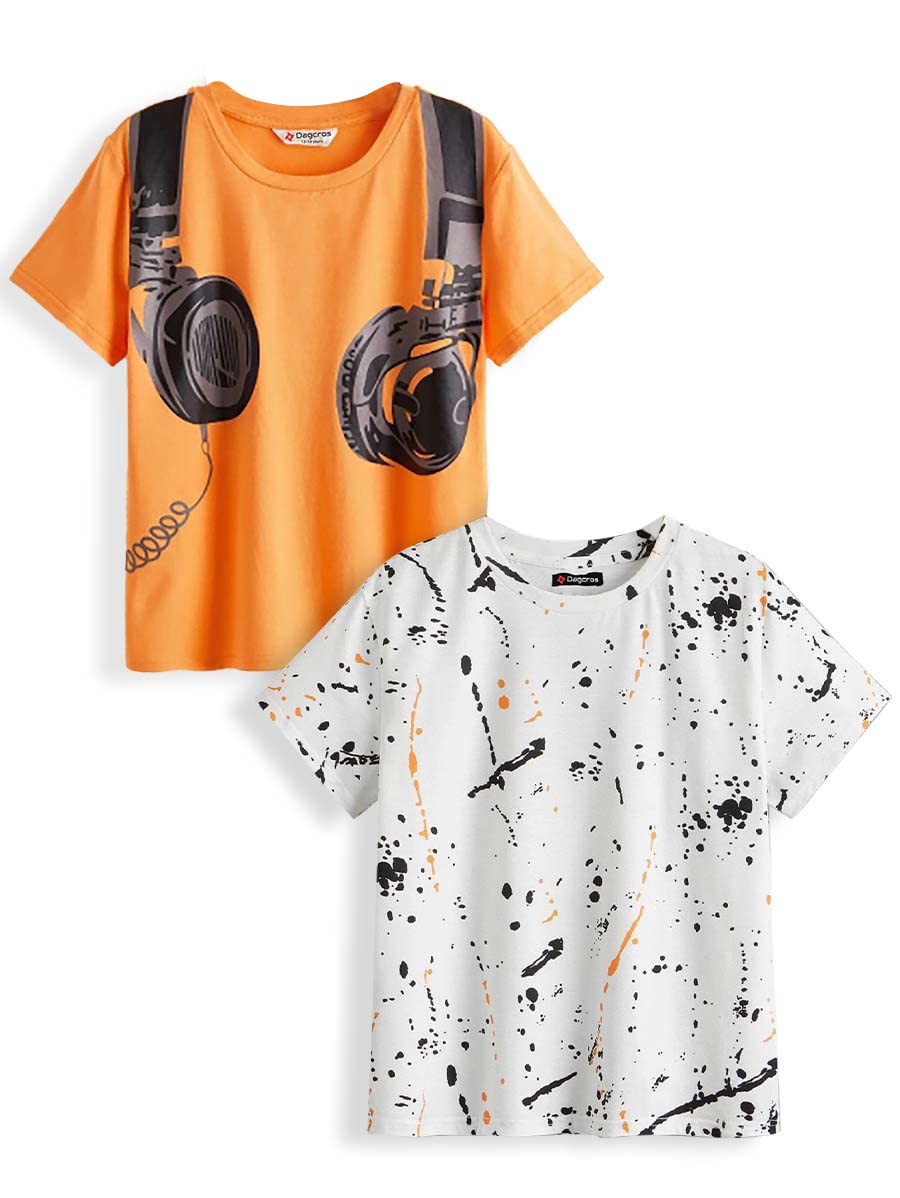 Dagcros Jungen-T-Shirts, halblange Ärmel, bedruckt, Baumwolle, klassische Passform