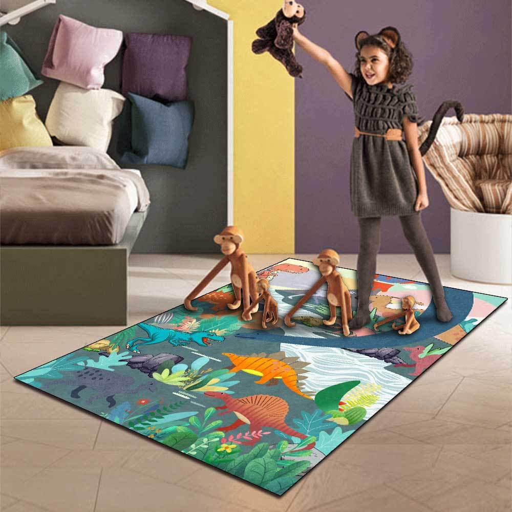 Tapis de Chambre d'enfant Marelle Fusée Spatiale de Dessin animé Mignon, Chambre, Salle de Jeux, Jeux familiaux.-60x180cm