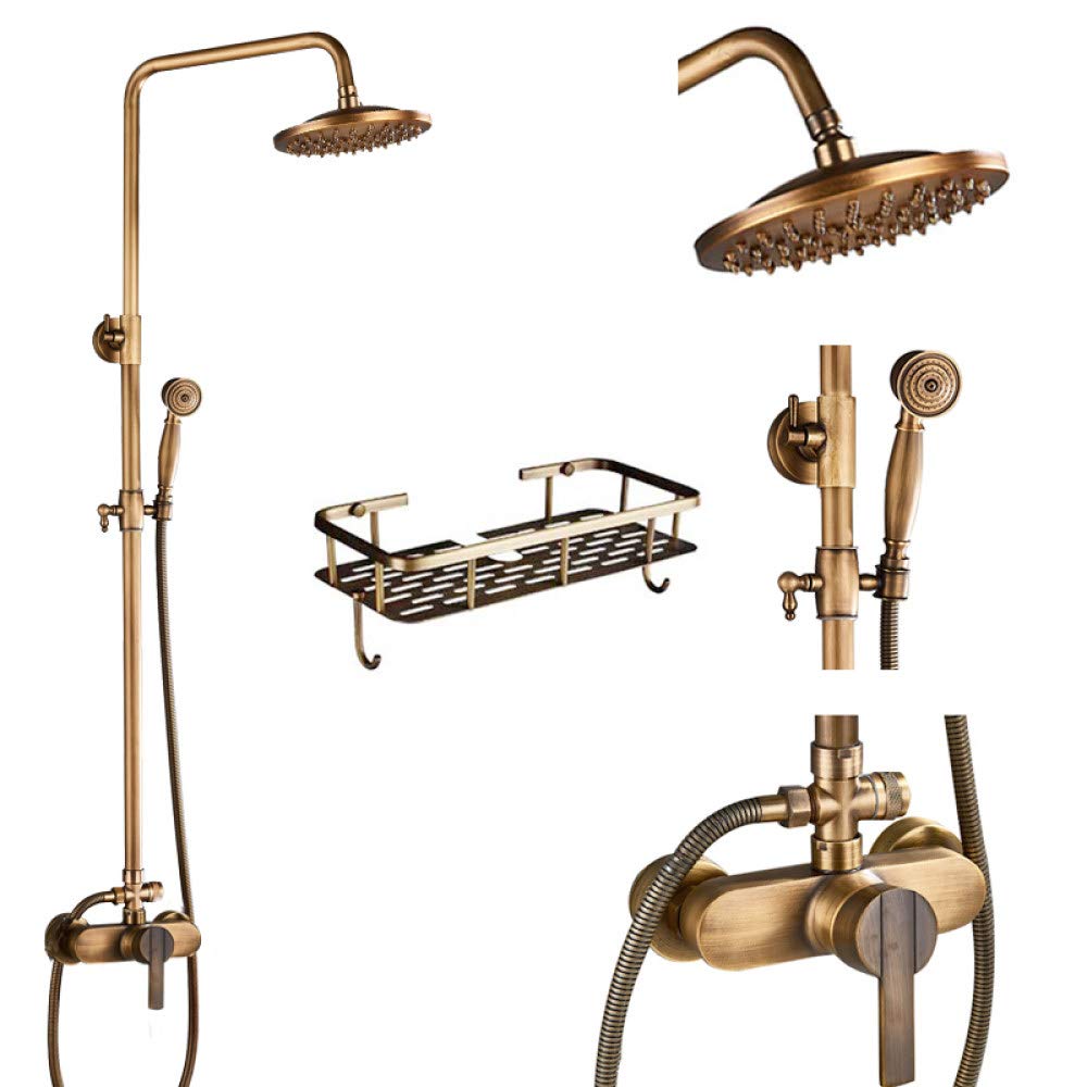 Colonne de douche en laiton antique style rétro chic pour baignoire