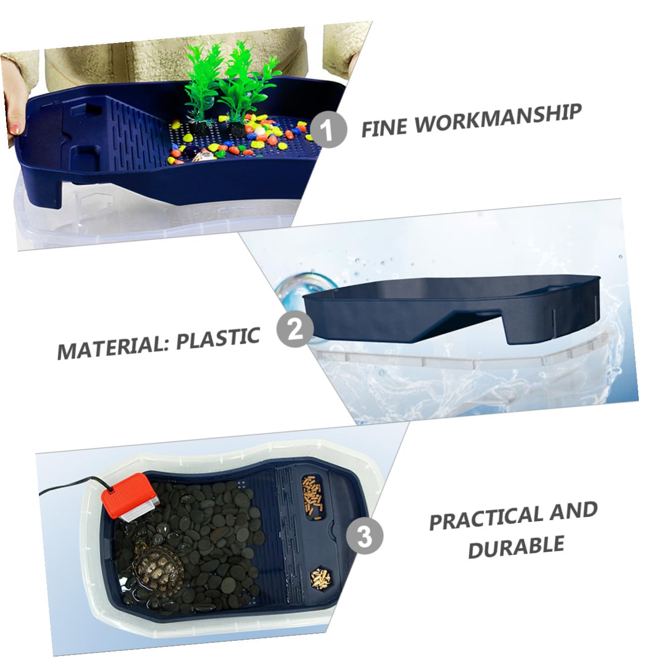 NUOBESTY Tanque Fácil Plástico para Tortugas de Tomar Plataforma el Doble Función Agua y Zona Seca, Resistente de Limpiar, Adecuado Sol para Hábitat
