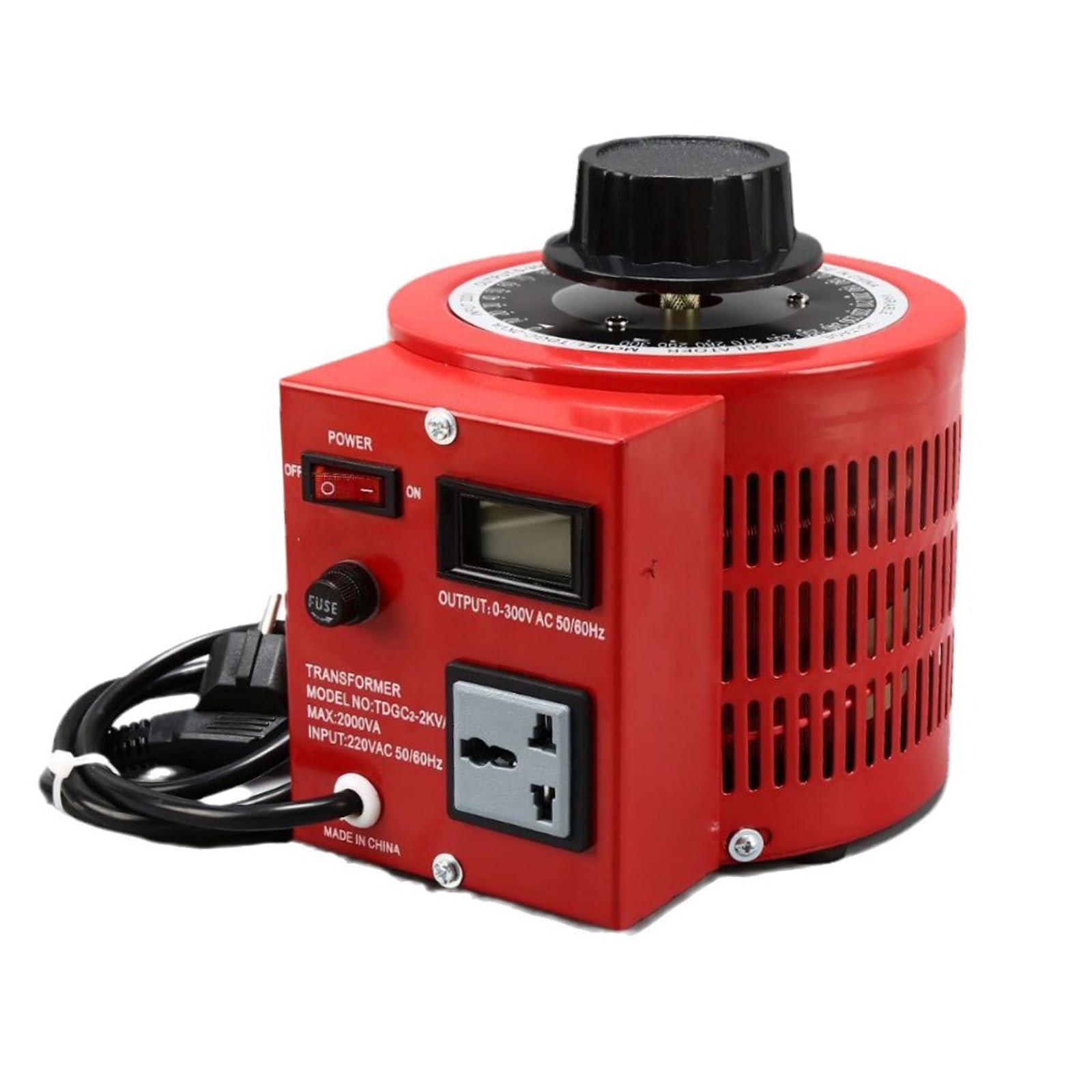 Vooqo Tdgc2-500Va Variac Transformer, Variable Ac Output Transformer 2 Amp 0-300V For Withstand Voltage Testing, Machine Speed Regulation, Current Control