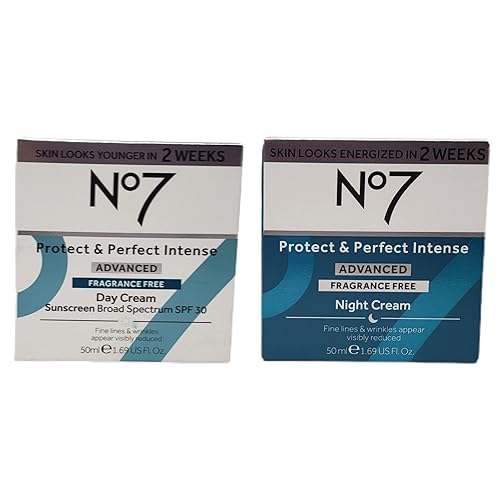 No 7 Protect and Perfect Advanced Crema facial sin fragancia – Paquete de día y noche – 1.69 onzas líquidas cada uno – Crema de día y noche sin