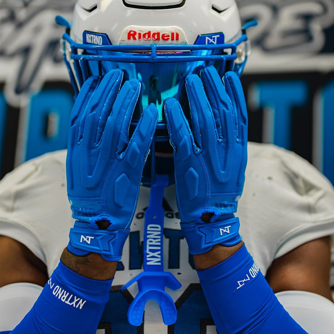 football helmet and gloves Nxtrnd G3 Pro Padded Gloves, Sticky Padded Receiver & Lineman (Blue, XX-Large) : Sports & Outdoors extra large jansport backpack menacing design Color:Dimmed Algae NE未登録