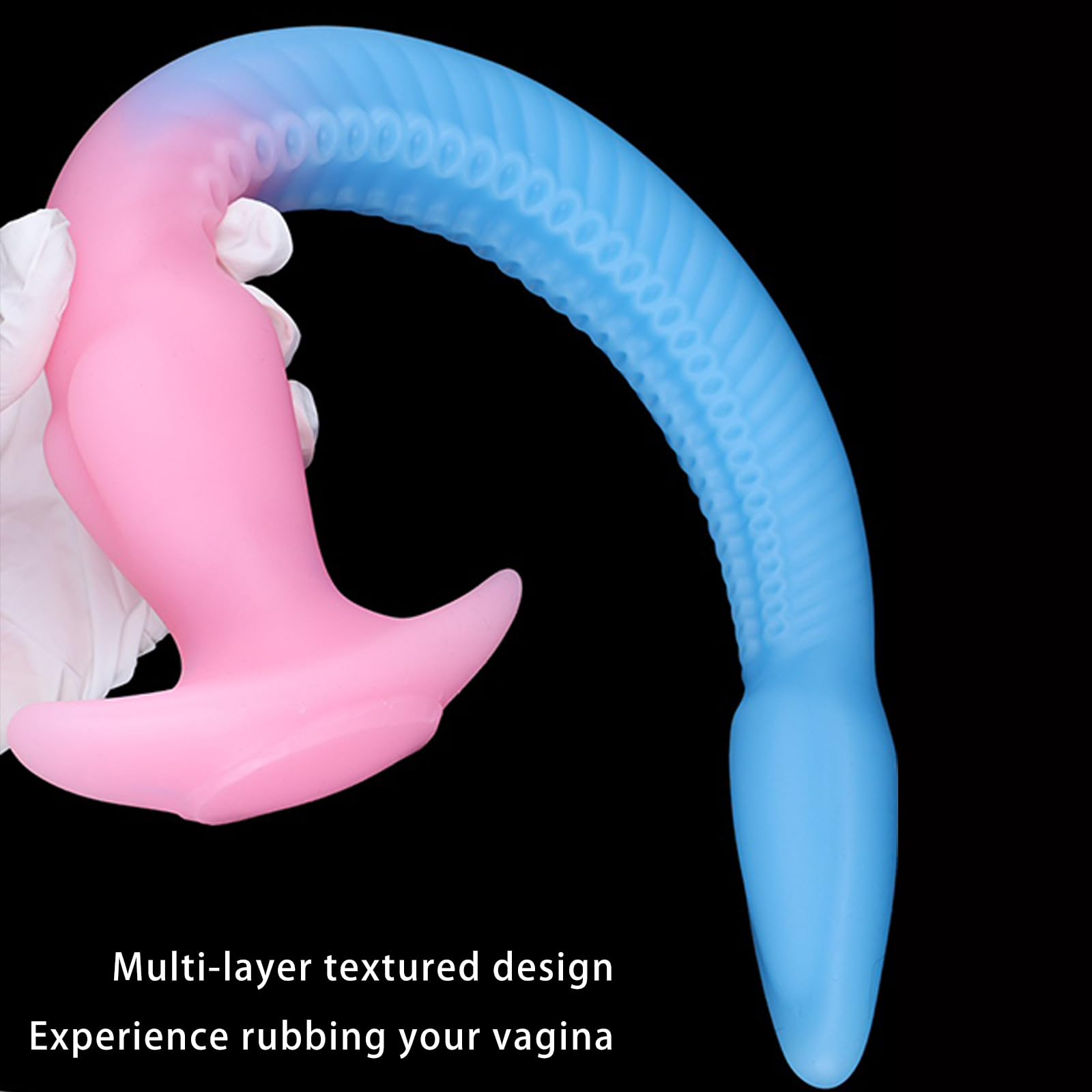 AMAZBEE Consolador Anal de Silicona Tentáculo Consolador Pulpo xxl Extra Largo con Base Estimulante Anal Plug Anal Suave Juguete Sexual Parejas Sexo Extremo (Purple-L)