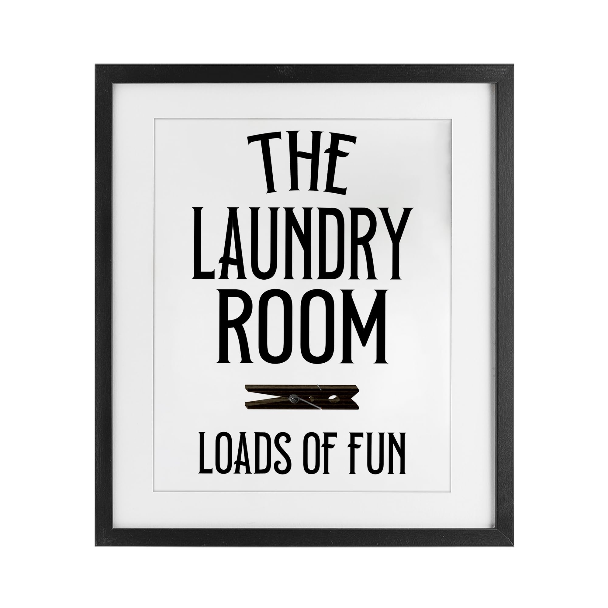 Stupell Industries Coastal White (Textured) 'Loads Of Fun Clothespin'| Framed Print Under Glass