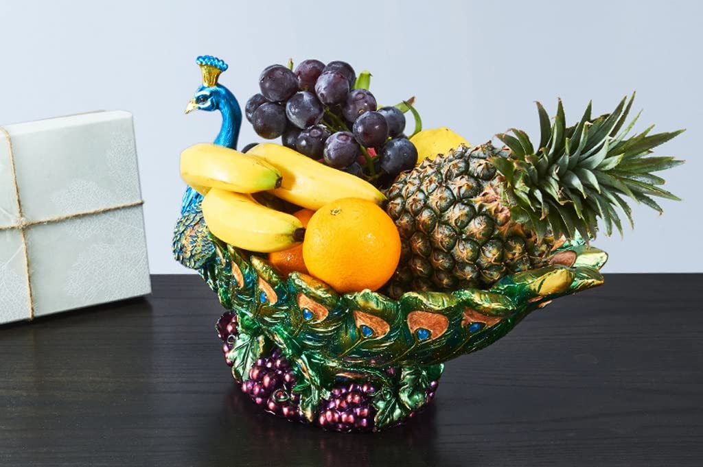 Koszyk Owoce Kreatywne owoce miski, Paw Kształtujący Kosz Owocowy Suszony Tacy Owoc Domowy Dekoracja Pulpit Prezent Blat Kuchenny(17.3INCH)