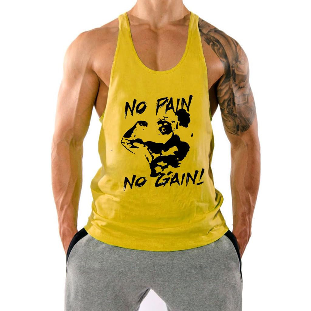 GYMLEADER Men's Tank Top Workout Gym Muscle Shirt Y Back Fitness Bodybuilding Stringer Shirt