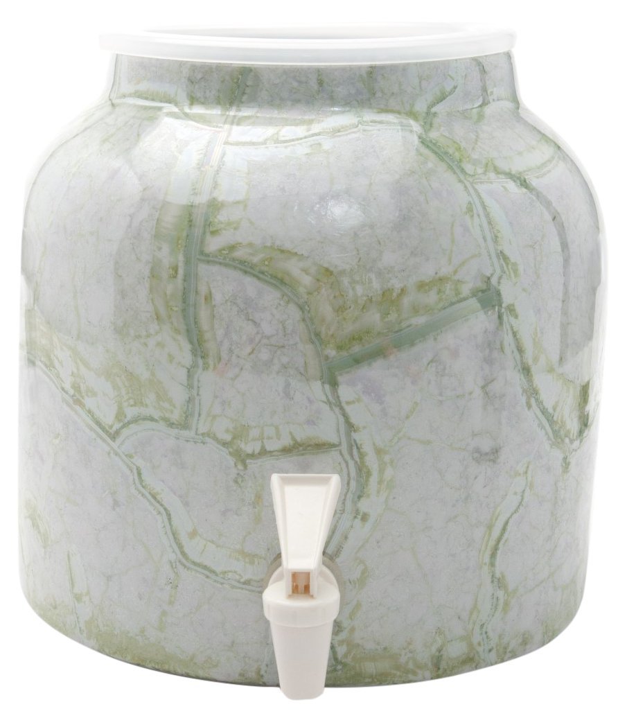 Marble Green Design Beverage Dispenser Crock