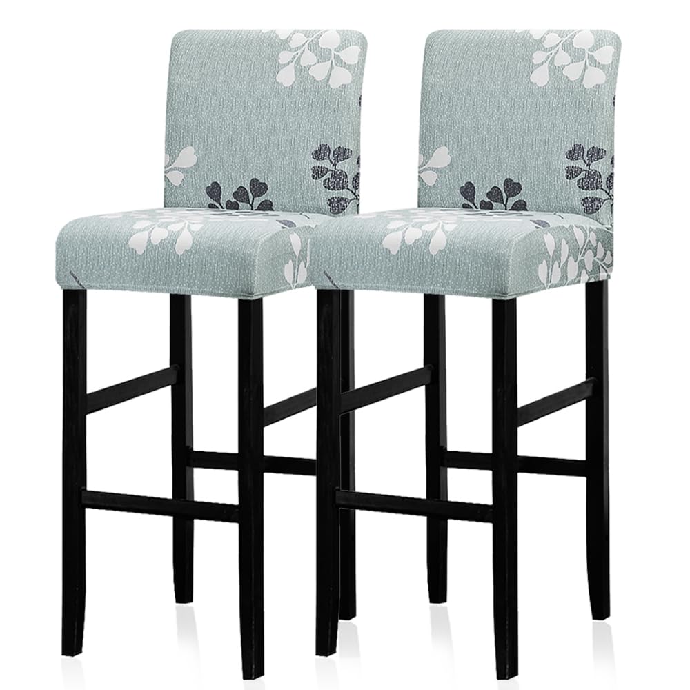 Lellen Bar Stool Chair Covers Set of 2，Jacquard Bar Stool Cover Barstool Covers Slipcovers Stretch Bar Stool Covers with Backs Bar Stool Protector