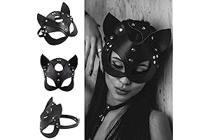Women Cat Mask Sexy Leather Eye Mask Half Face Masquerade Mask Cosplay...