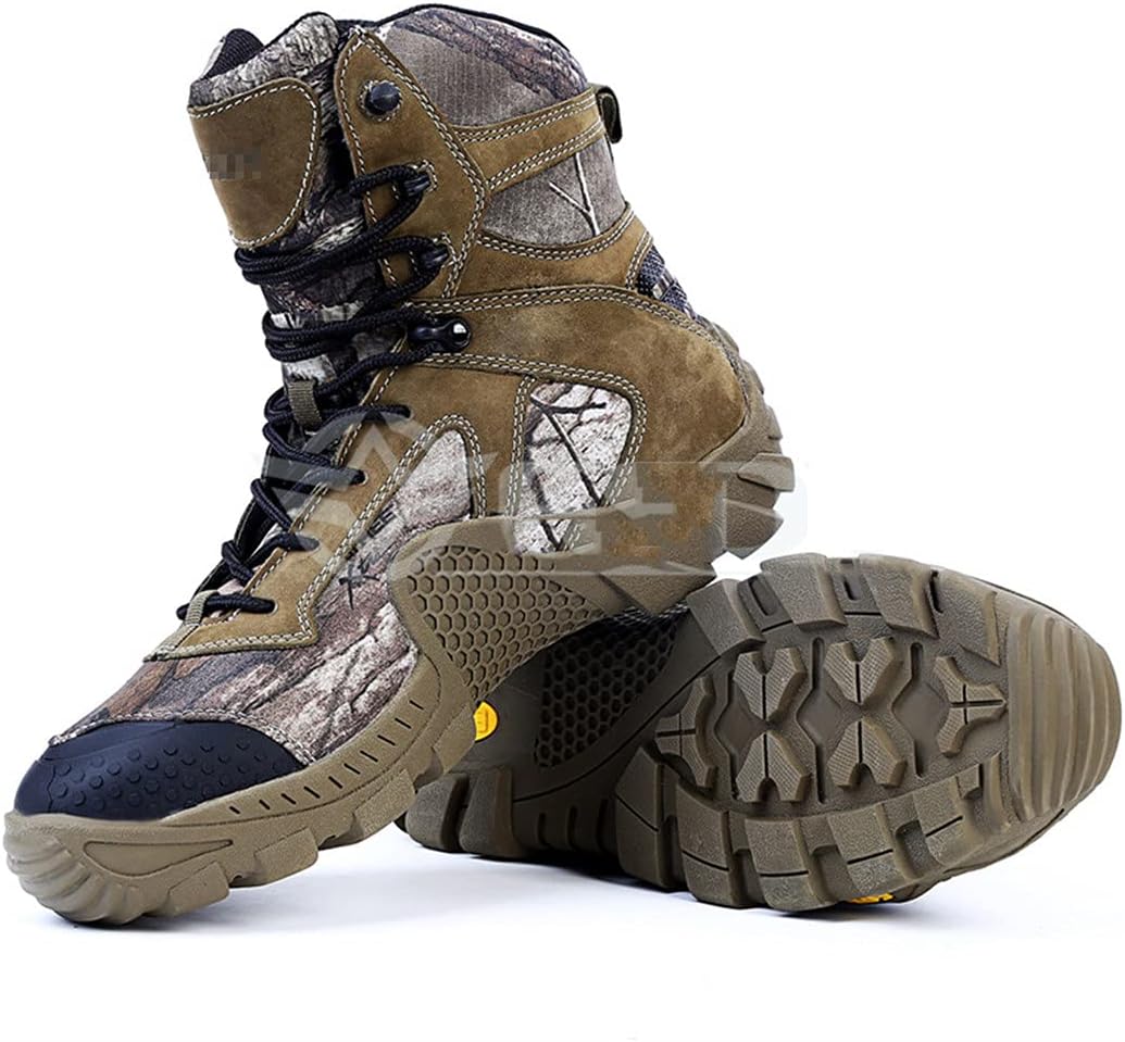 KEHAIOO Autumn Winter Men Military Combat Army Ankle Leather Boots, Outdoor Camouflage Climbing Hiking Tactical Boot