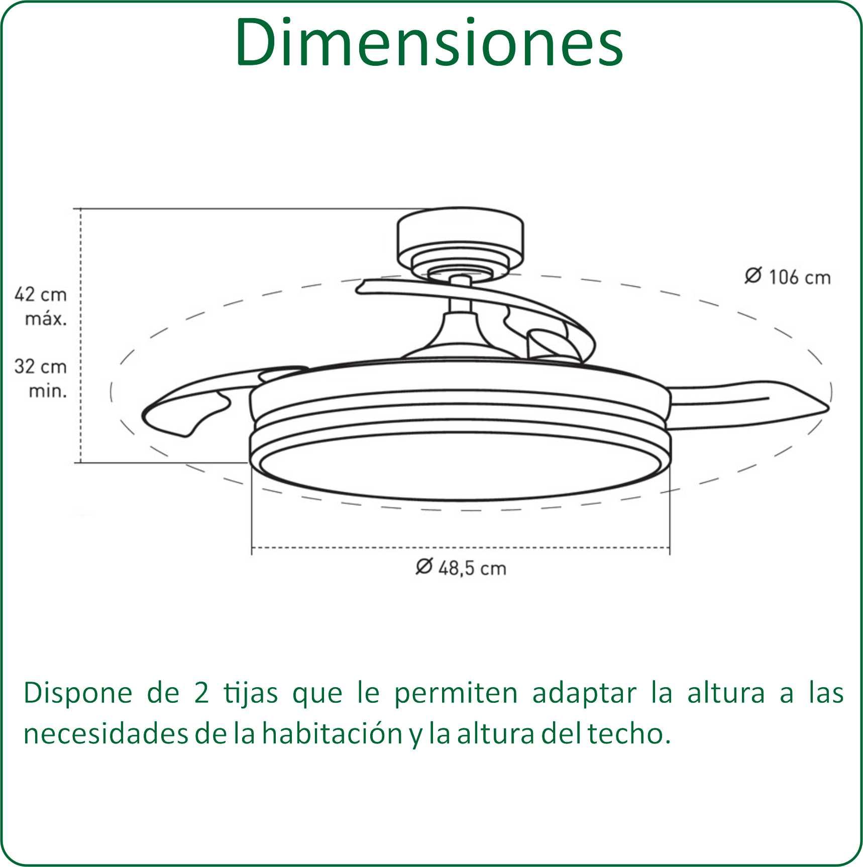 VZLED - Ventilador de Techo con Luz Oro Viejo Cuero, Aspas Retráctiles, Silencioso, Luz CCT
