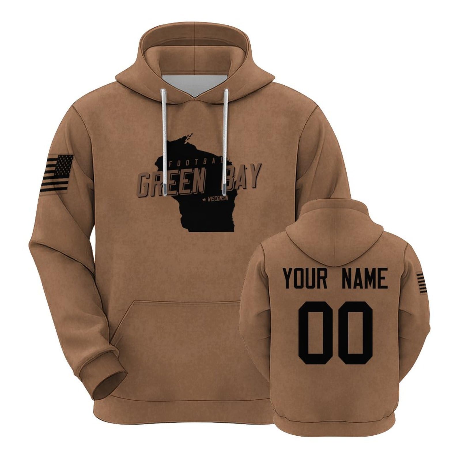 Custom 2023 football Camo Salute Sweatshirt Fan Personalized Hoodie Name & Numbers Pullover Gift for Men Women Youth S-5XL - Brown