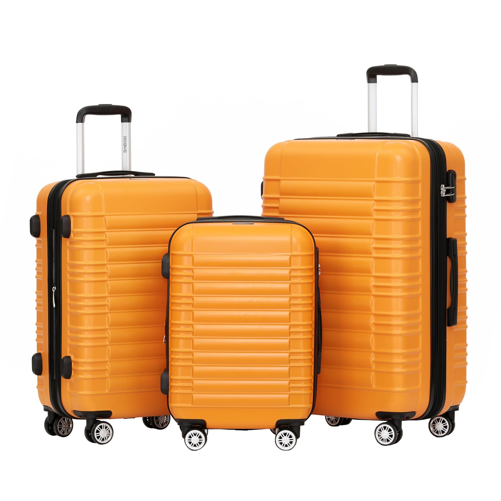 BEIBYE 2088 Hartschalenkoffer aus ABS mit 4 Zwillingsrollen, Reisekoffer Trolley mit Zahlenschloss und Teleskopgriff, Erweiterbarer Koffer M L XL oder Kofferset, Handgepäck 55 cm