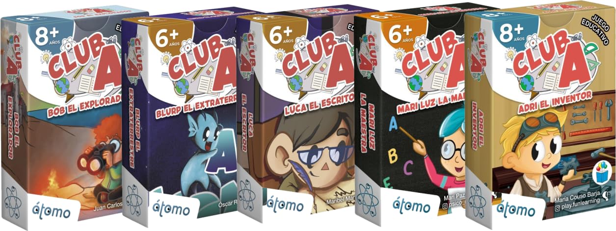 Atomo Games Pack Club A – 5 Giochi educativi linguistici | Competenza linguistica per bambini | Lettoscrittura, grammatica e vocabolario