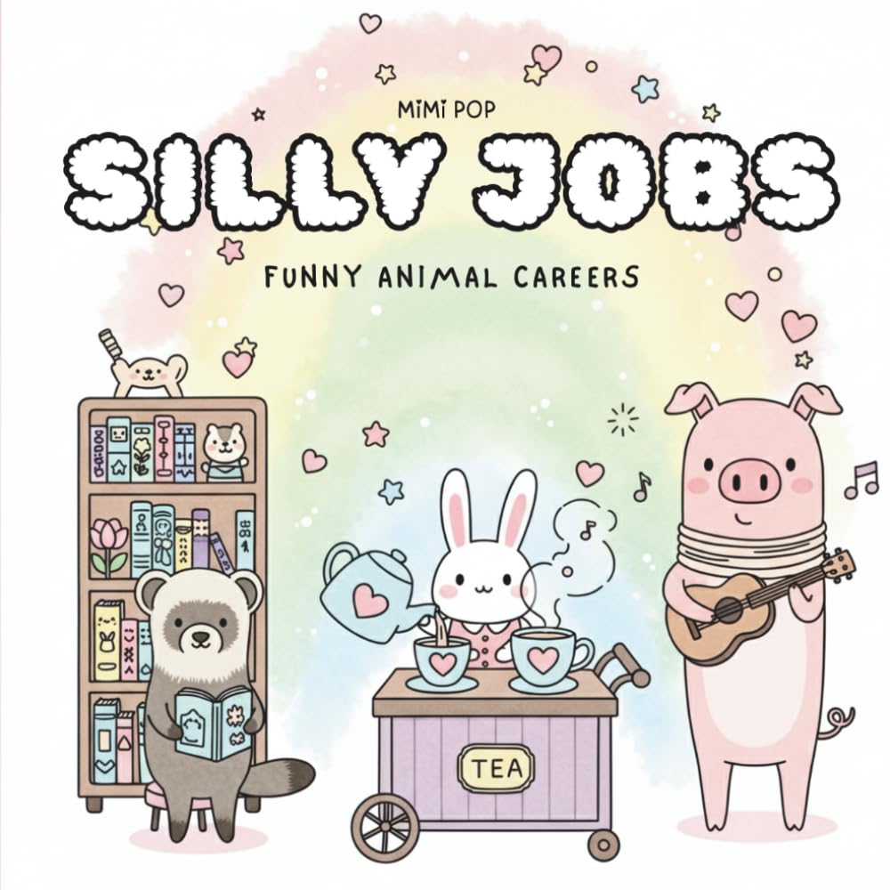 Silly Animal Jobs Coloring Book: Cute & Funny Kawaii Animals for Kids and Adults – Easy, Relaxing, Whimsical Coloring Pages