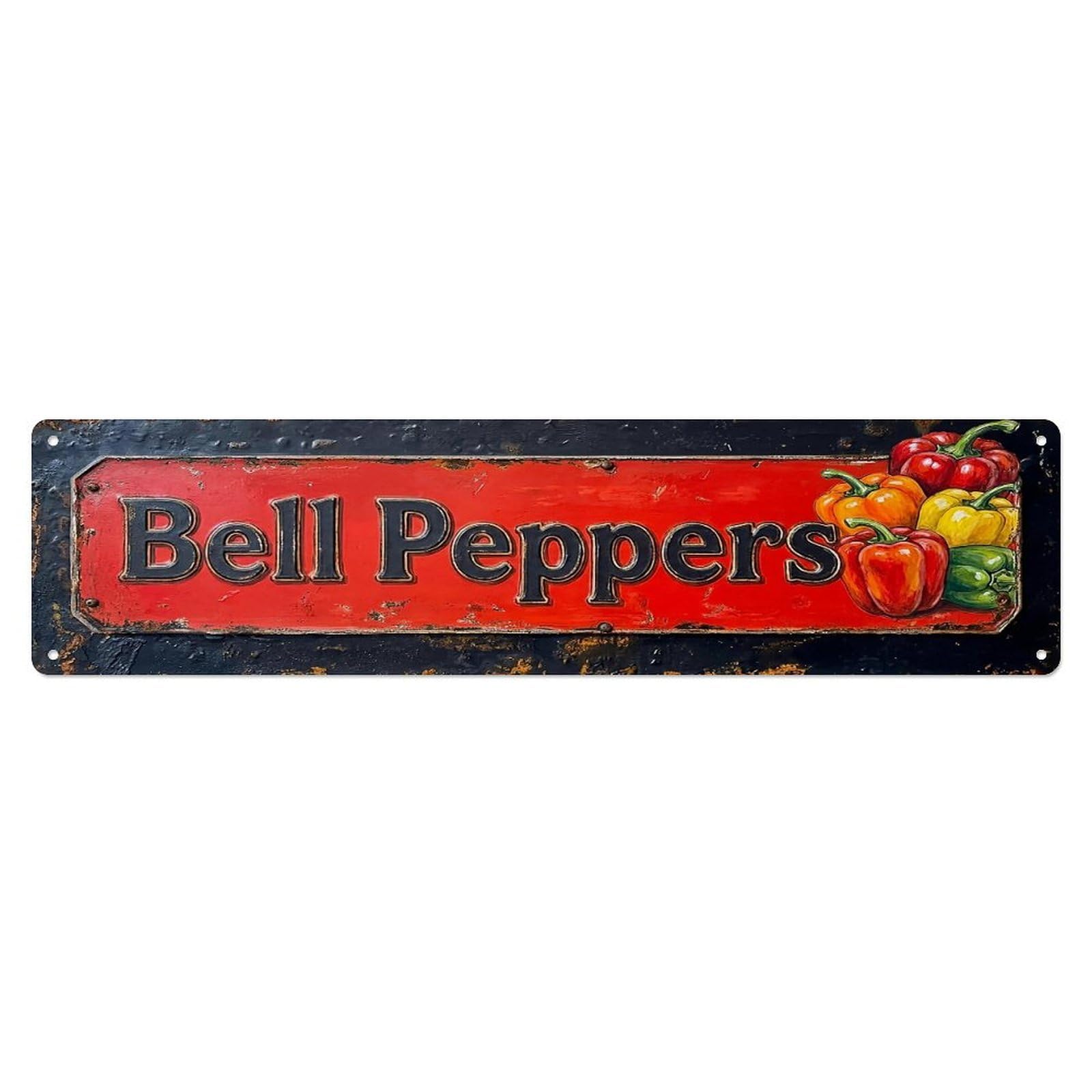 Vintage Bell Peppers Colorful Farmhouse Metal Tin Sign