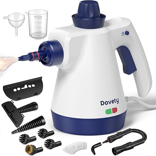 Steam Cleaner, Pressurized Handheld Steam Cleaner for Home with 12pcs Accessories & Safety Lock, Multi-Surface & Powerful Home Use Steamer for Cleaning, Car, Bathroom, Shower, Window, Grime, Grease